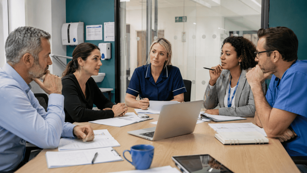 GP partners reviewing GP Automate in a practice meeting